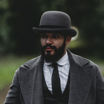Chapeau Melon Anglais en Laine Feutrée gris JAXON & JAMES
