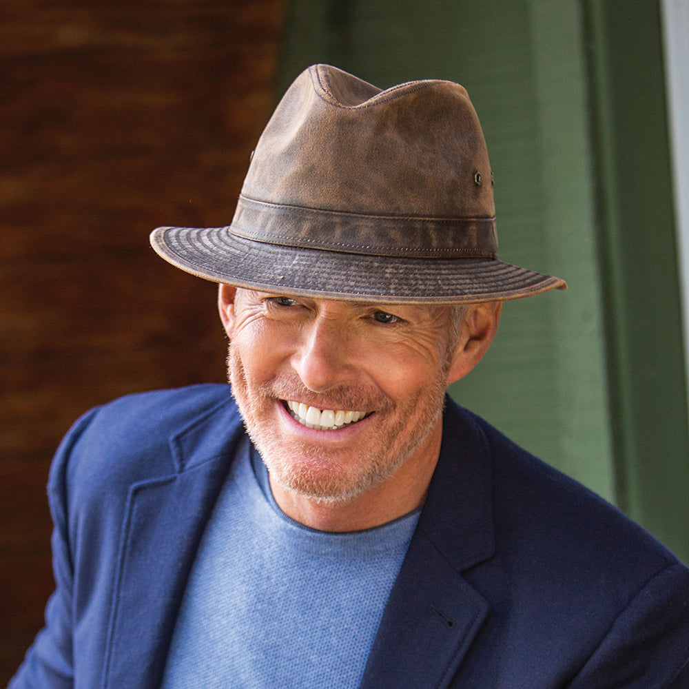 Chapeau Safari en Coton à Effet Usé loden DORFMAN PACIFIC