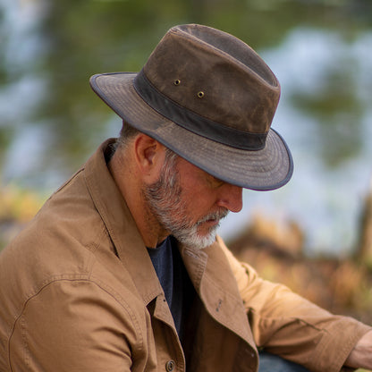Chapeau Safari en Coton à Effet Usé loden DORFMAN PACIFIC
