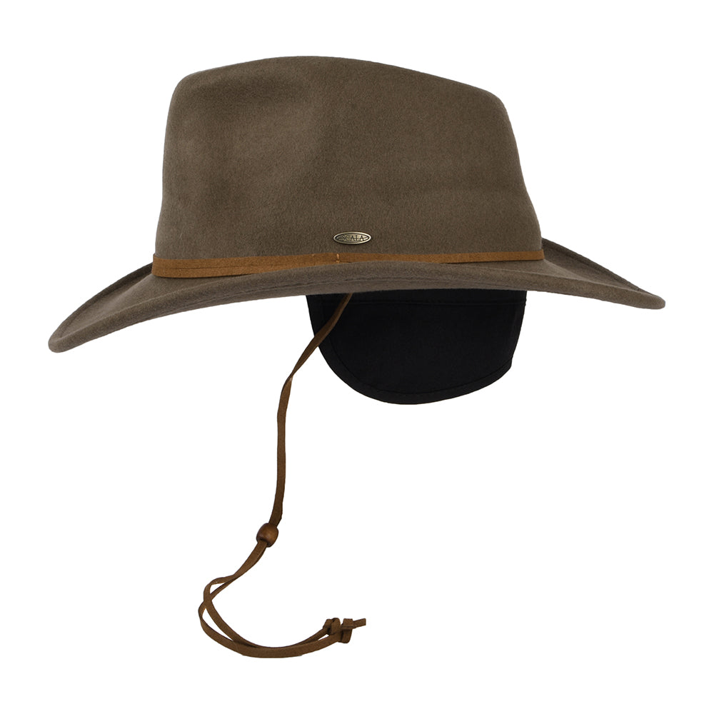 Chapeau Australien Déformable en Laine Feutrée Hydrofuge Avec Protège-Oreilles khaki SCALA