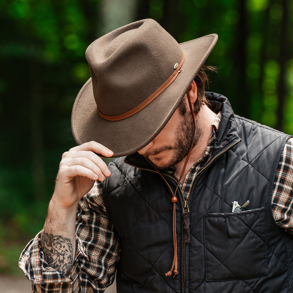 Chapeau Australien Déformable en Laine Feutrée Hydrofuge Avec Protège-Oreilles khaki SCALA