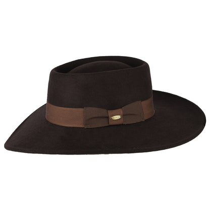 Chapeau Gaucho en Laine Feutrée Hydrofuge Hank chocolat SCALA