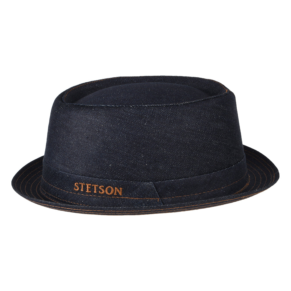 Chapeau Pork Pie en Jean bleu foncé STETSON