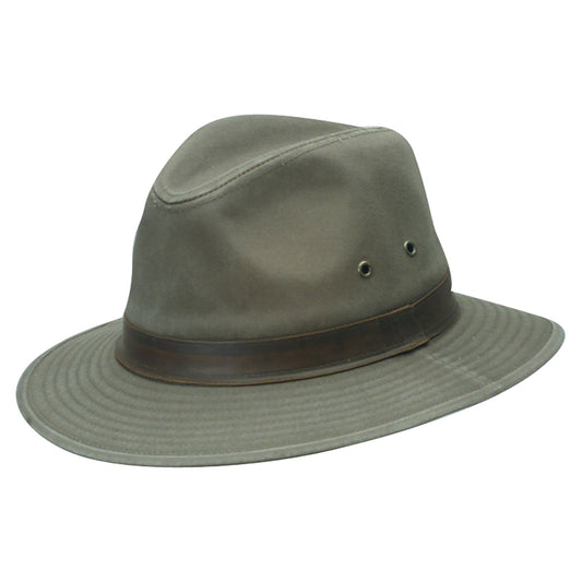 Chapeau Safari en Coton Hydrofuge olive DORFMAN PACIFIC
