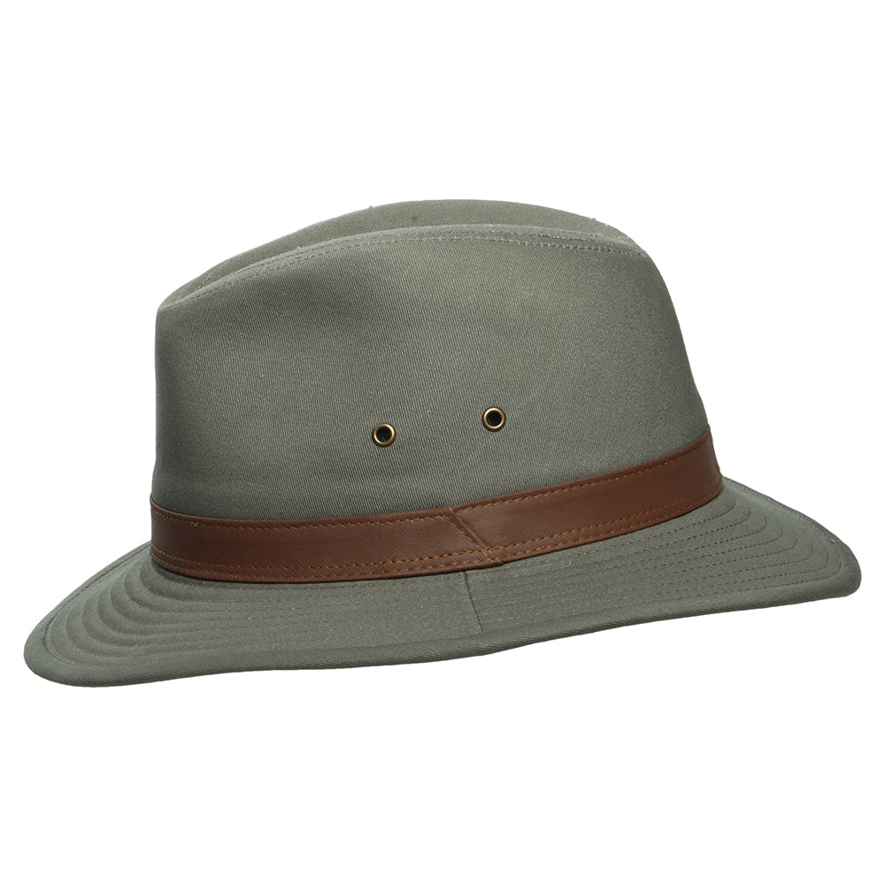 Chapeau Safari en Coton Hydrofuge olive DORFMAN PACIFIC