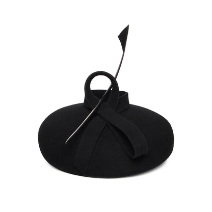 Béret en Laine Feutrée avec Plume noir WHITELEY
