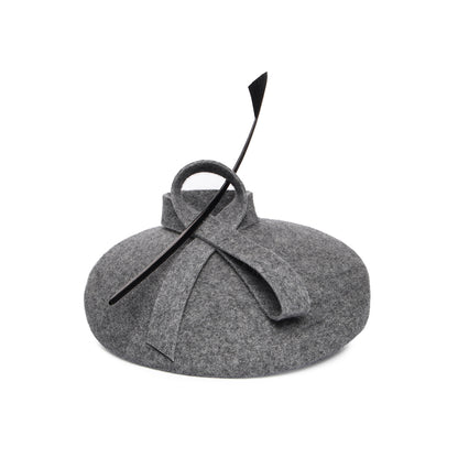 Béret en Laine Feutrée avec Plume anthracite WHITELEY