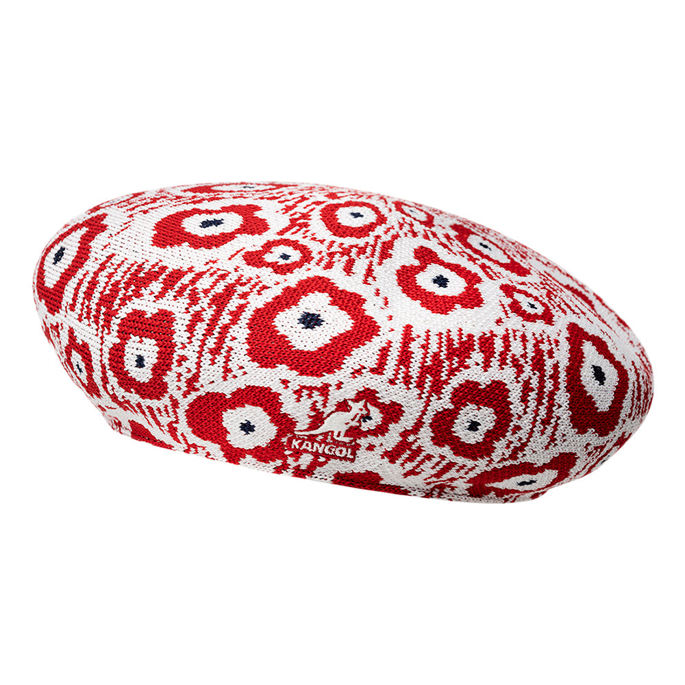 Béret en Tropic Retro Flower rouge-blanc KANGOL