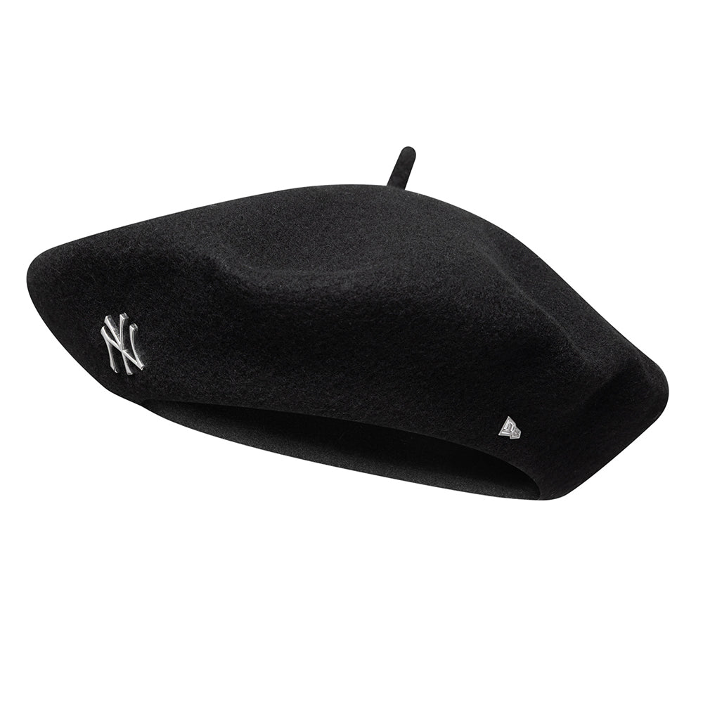 Béret Femme Pin Badge New York Yankees en Laine Melton noir NEW ERA