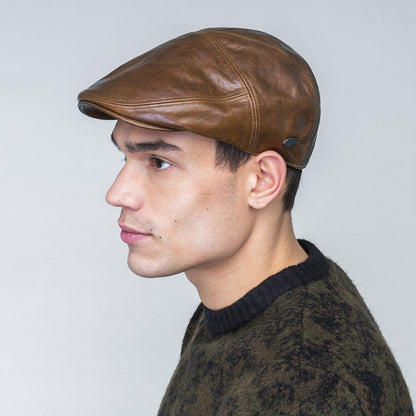 Casquette Plate en Cuir Reffell marron BAILEY