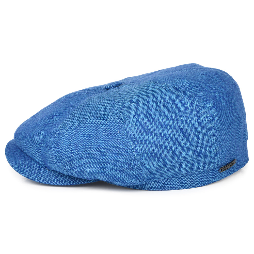 Casquette Gavroche en Lin à Chevrons Hatteras bleu STETSON