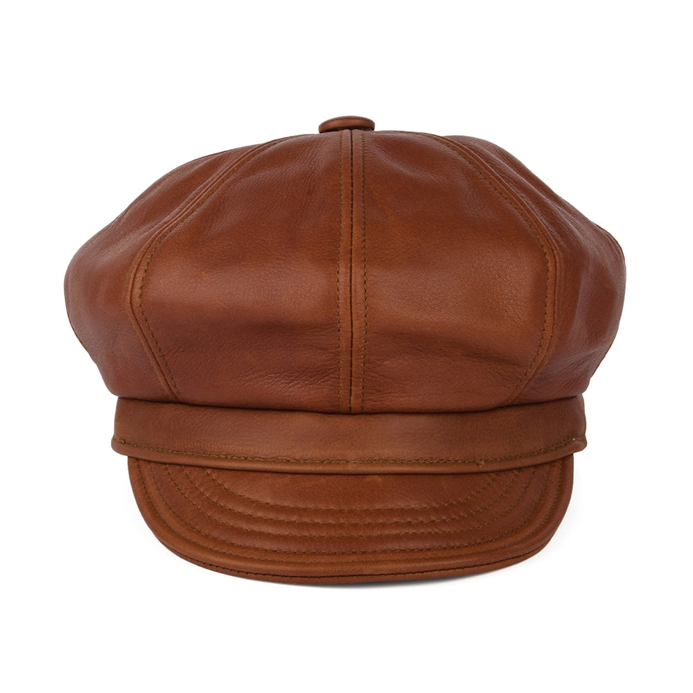 Casquette Gavroche en Cuir Vintage marron NEW YORK HAT COMPANY