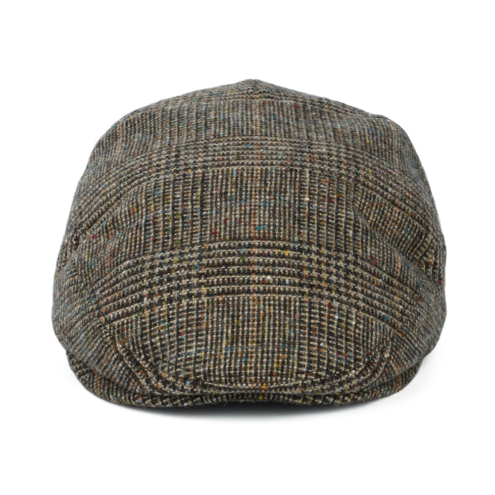 Casquette Plate en Tweed du Donegal Prince-de-Galles olive CITY SPORT