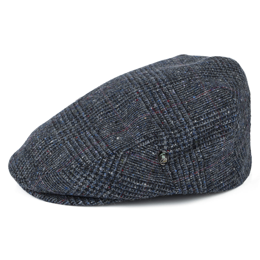 Casquette Plate en Tweed du Donegal Prince-de-Galles bleu CITY SPORT
