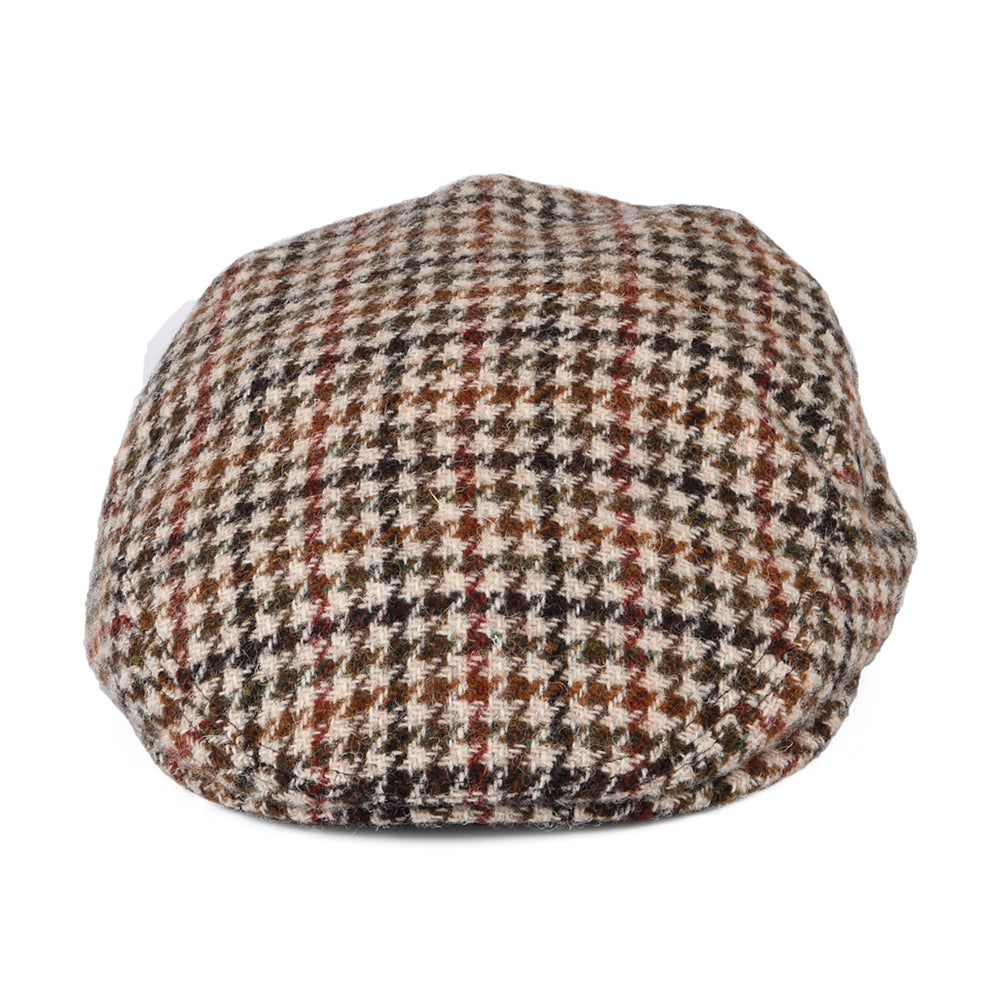 Casquette Plate en HARRIS TWEED Pied-de-Poule crème-olive-marron CITY SPORT