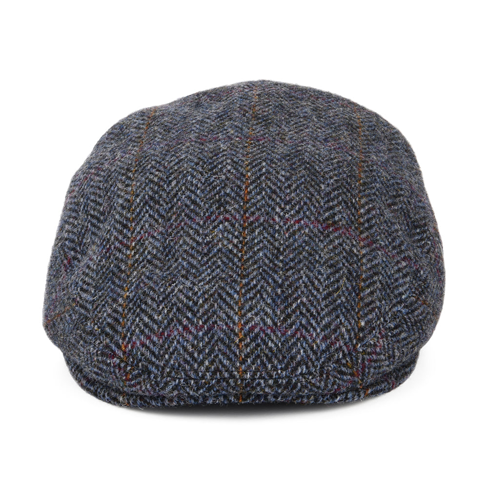 Casquette Plate en HARRIS TWEED à Chevrons bleu marine-bleu CITY SPORT