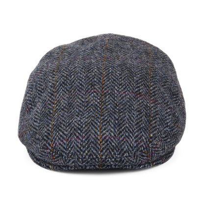 Casquette Plate en HARRIS TWEED à Chevrons bleu marine-bleu CITY SPORT