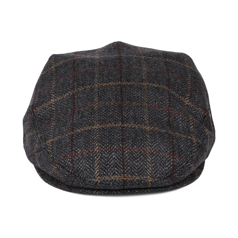 Casquette Plate en Laine et Cachemire à Carreaux et Chevrons gris CITY SPORT