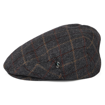 Casquette Plate en Laine et Cachemire à Carreaux et Chevrons gris CITY SPORT