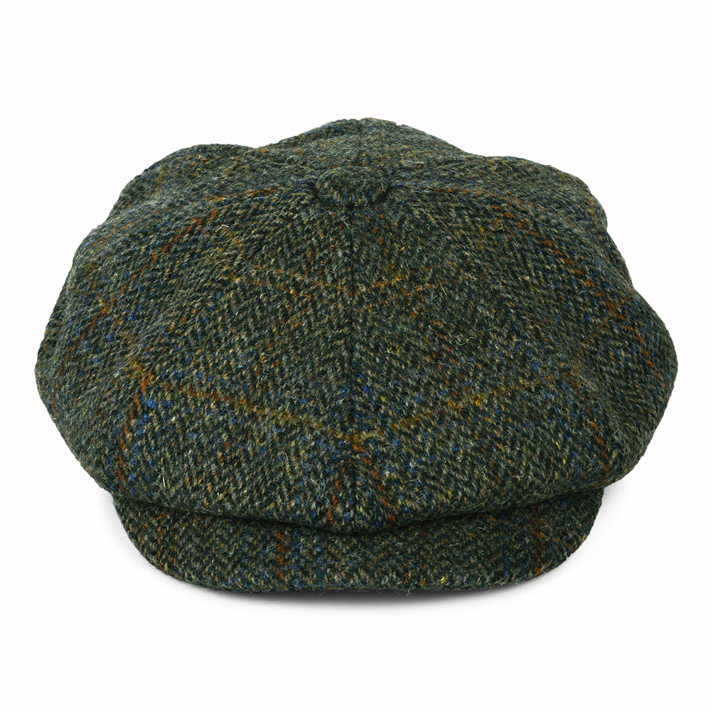 Casquette Gavroche en HARRIS TWEED à Chevrons Carloway olive-bleu-rouille FAILSWORTH