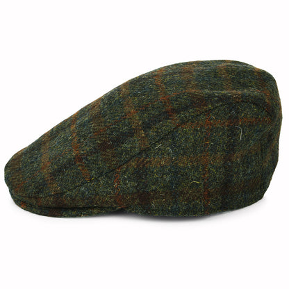 Casquette Plate en HARRIS TWEED Avec Protège-Oreilles à Carreaux Oban olive-rouille FAILSWORTH