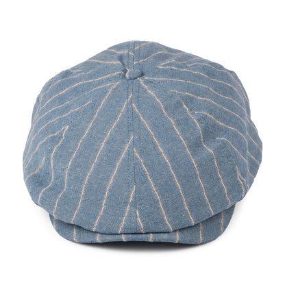 Casquette Gavroche en Lin et Coton à Rayures Jamaica bleu clair BARTS