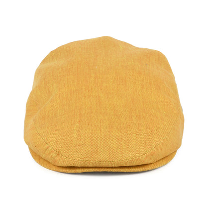 Casquette Plate en Lin à Micro Chevrons moutarde CITY SPORT