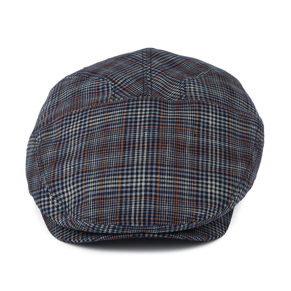 Casquette Plate en Lin à Carreaux Duch bleu-rouille BAILEY
