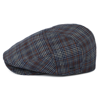Casquette Plate en Lin à Carreaux Duch bleu-rouille BAILEY