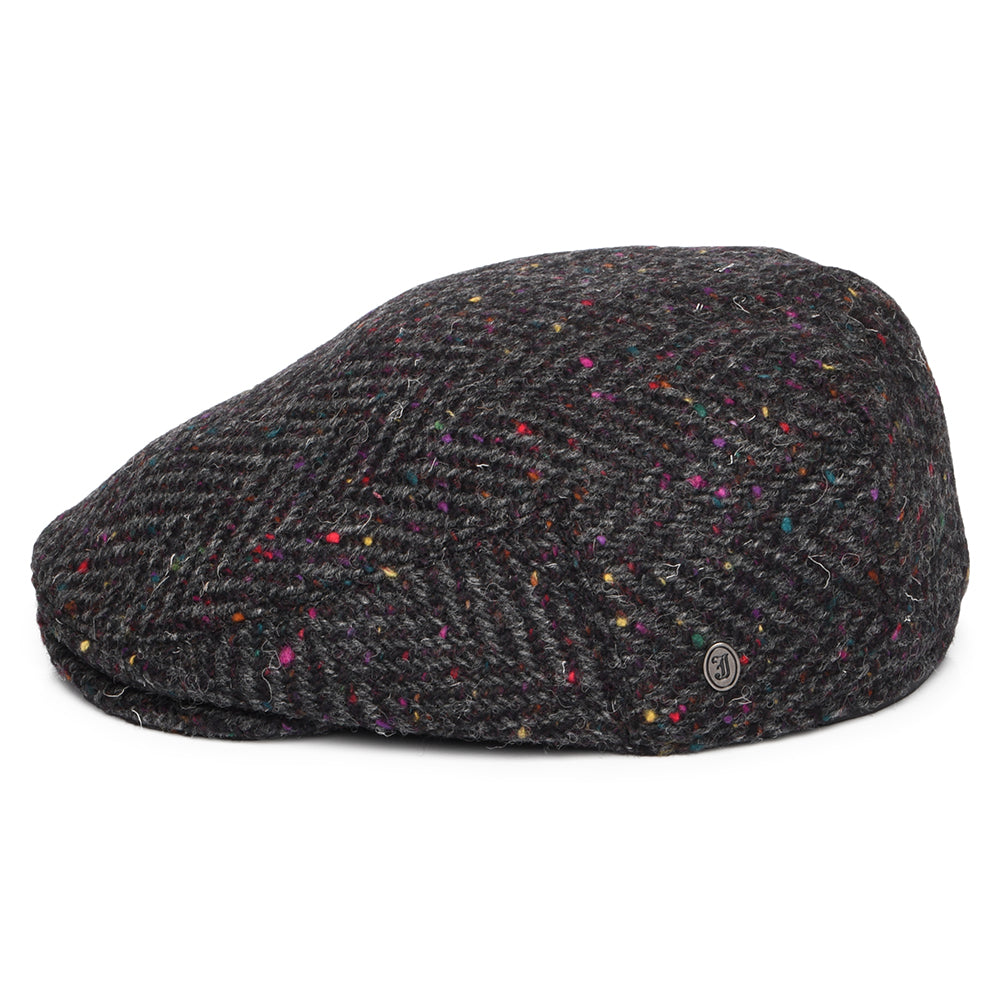 Casquette Plate en Tweed du Donegal Épais à Chevrons Finnegan anthracite-multi JAXON & JAMES
