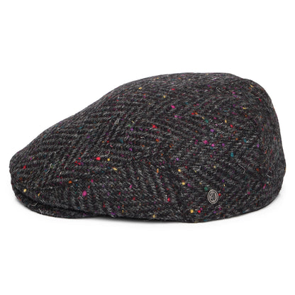 Casquette Plate en Tweed du Donegal Épais à Chevrons Finnegan anthracite-multi JAXON & JAMES