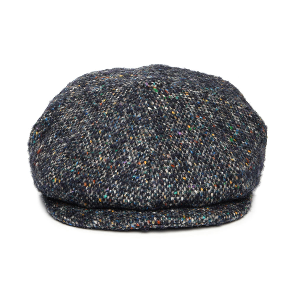 Casquette Gavroche en Tweed du Donegal Chiné Calotte Profonde bleu marine-multi CITY SPORT
