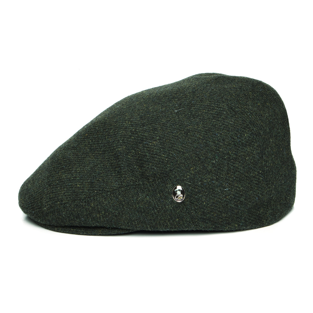 Casquette Plate en Laine Vierge Chinée vert foncé CITY SPORT