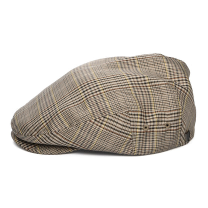 Casquette Plate Légère Prince-de-Galles Hooligan beige sable-marron-rouille BRIXTON
