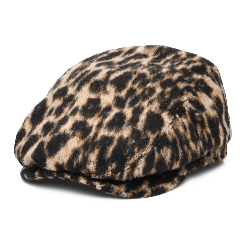 Casquette Plate en Laine Mélangée Léopard Systa marron BARTS