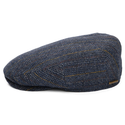 Casquette Plate en Laine Vierge à Chevrons et Rayures Kent bleu-multi STETSON