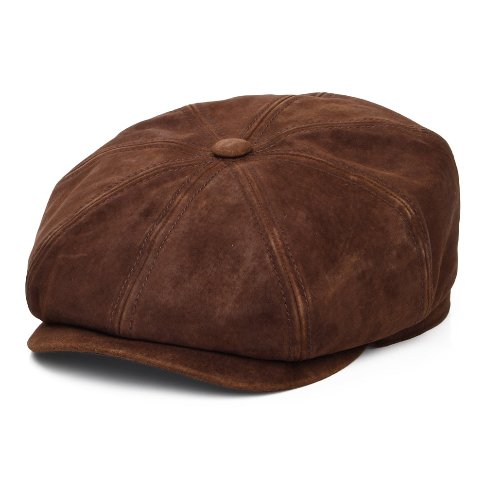 Casquette Gavroche en Cuir Vieilli Hatteras cognac STETSON