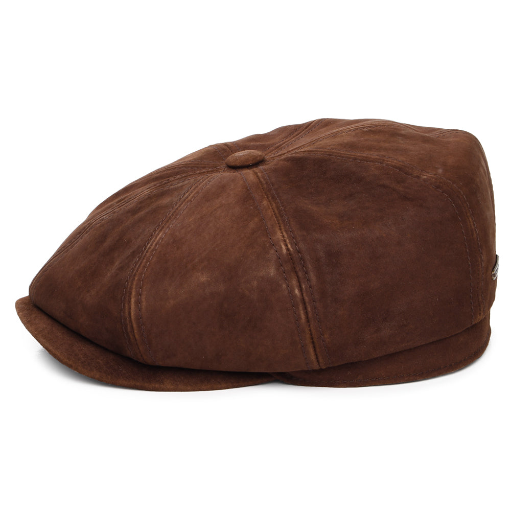 Casquette Gavroche en Cuir Vieilli Hatteras cognac STETSON