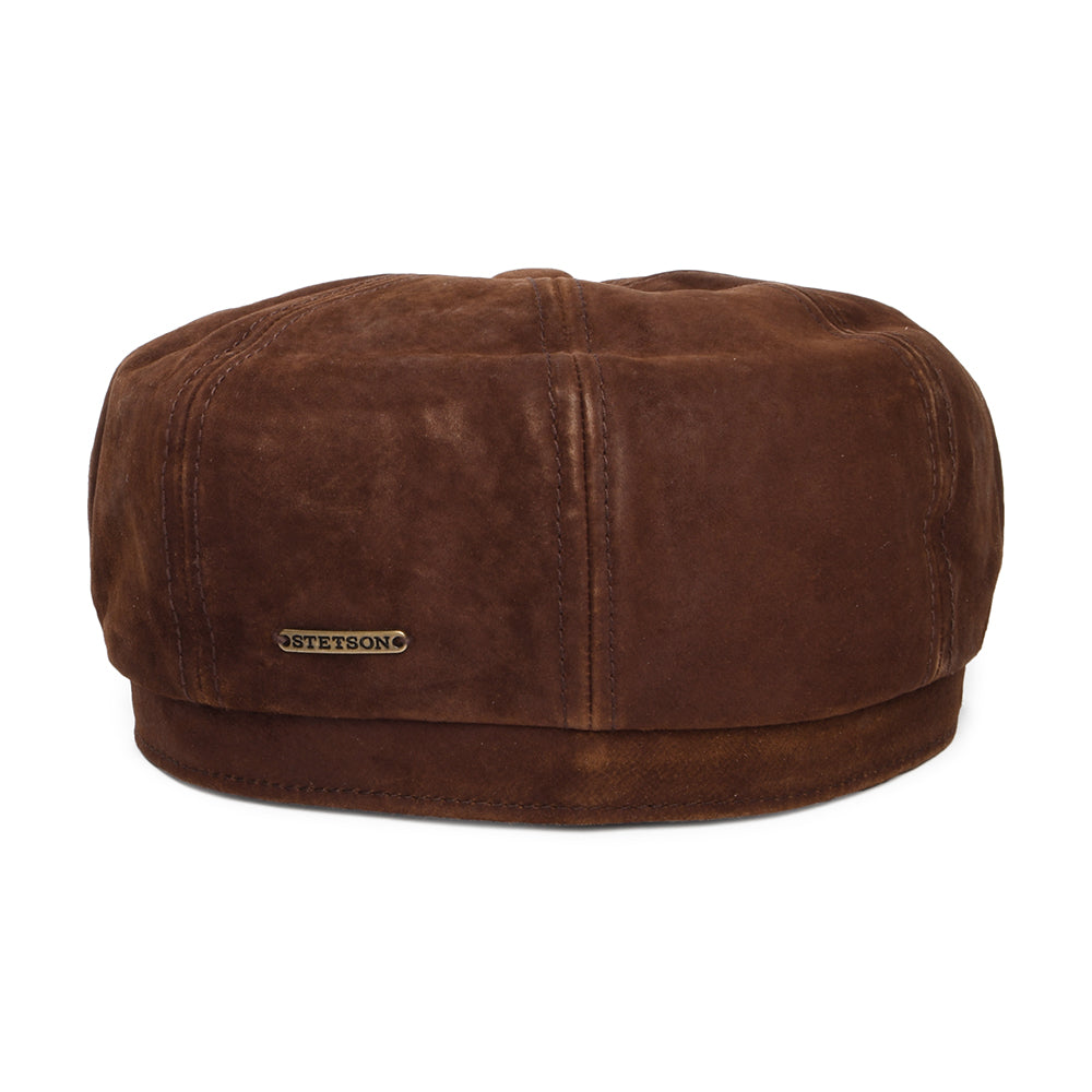 Casquette Gavroche en Cuir Vieilli Hatteras cognac STETSON