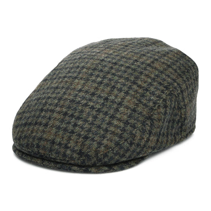 Casquette Plate Pied-de-Poule County en Laine Mélangée mousse-bleu marine FAILSWORTH