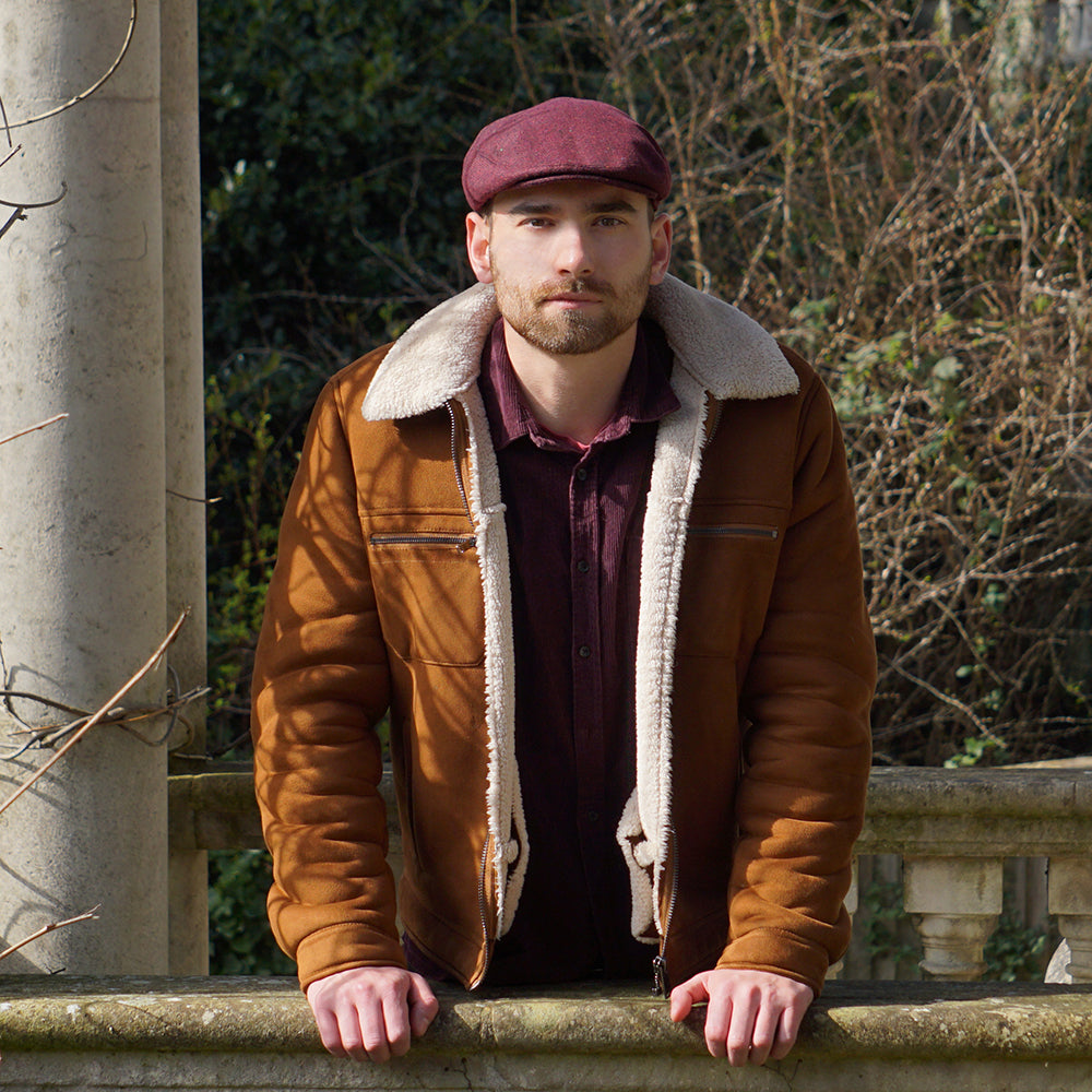 Casquette Plate à Chevrons Hillcrest bordeaux-noir JAXON & JAMES