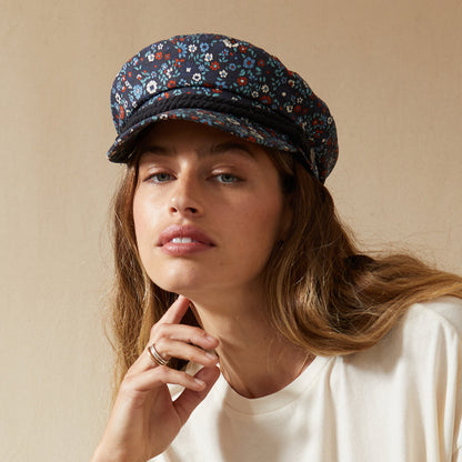 Casquette de Marin en Coton Floral bleu marine délavé BRIXTON