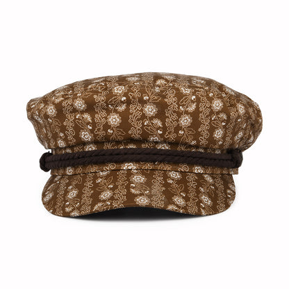 Casquette de Marin en Coton Floral marron-blanc cassé BRIXTON