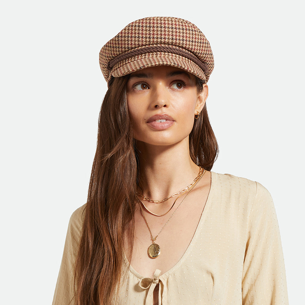 Casquette de Marin Pied-de-Poule sable-marron-rouille BRIXTON