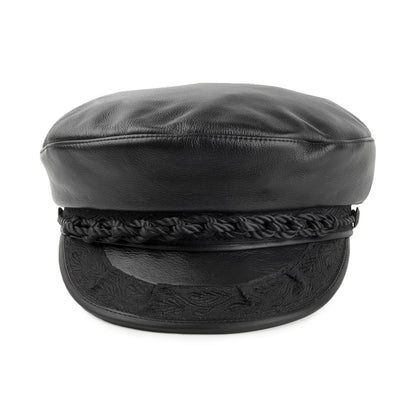 Casquette de Marin Grec en Cuir noir JAXON & JAMES