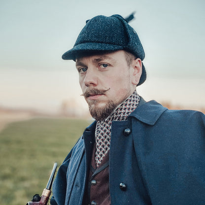 Chapeau Sherlock Holmes en HARRIS TWEED noir-anthracite JAXON & JAMES