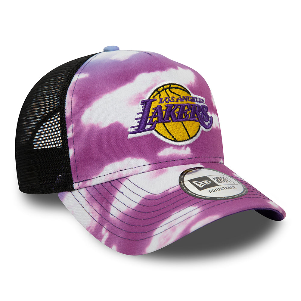 Casquette Trucker L.A. Lakers NBA Cloud AOP A-Frame violet-blanc NEW ERA