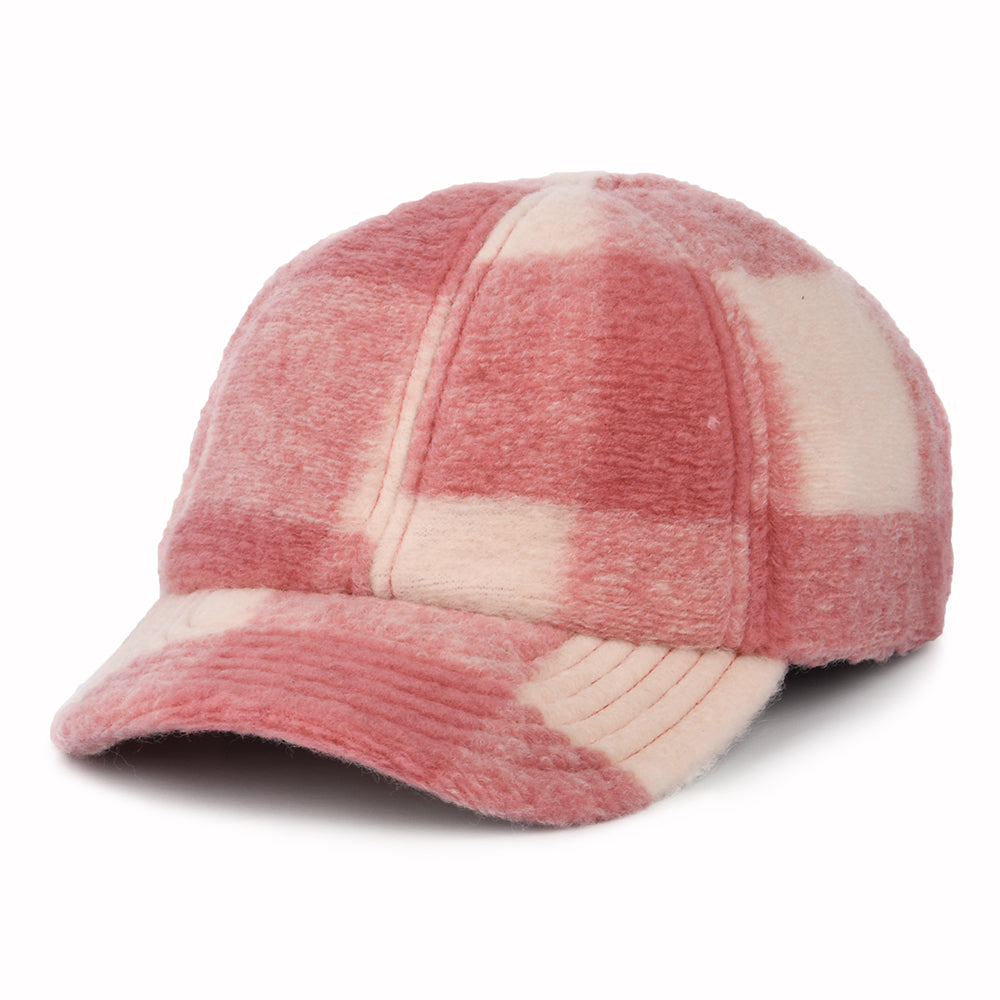 Casquette Hiver en Laine Mélangée à Carreaux rose-blanc cassé SEEBERGER