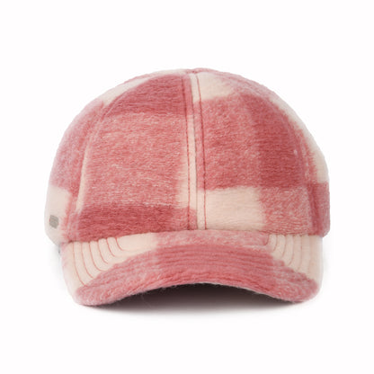 Casquette Hiver en Laine Mélangée à Carreaux rose-blanc cassé SEEBERGER