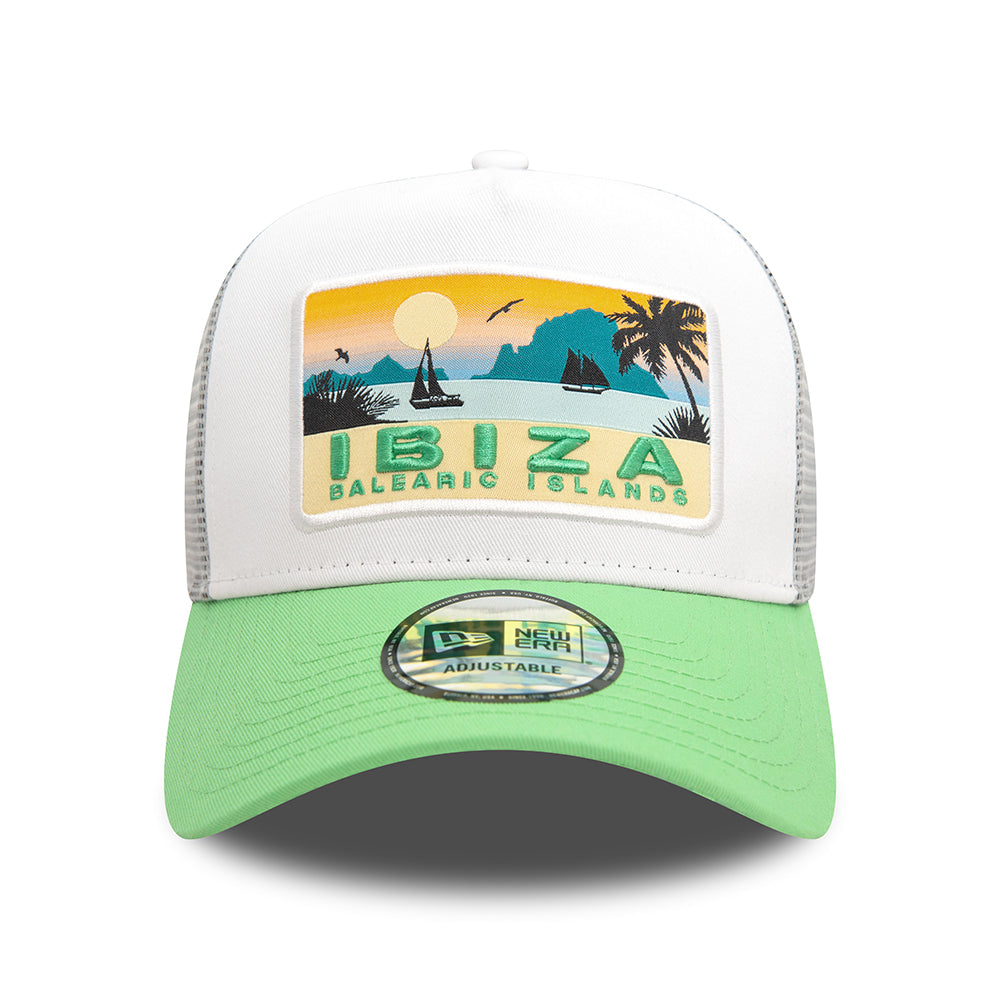 Casquette Trucker A-Frame NE Summer Ibiza blanc-vert clair NEW ERA